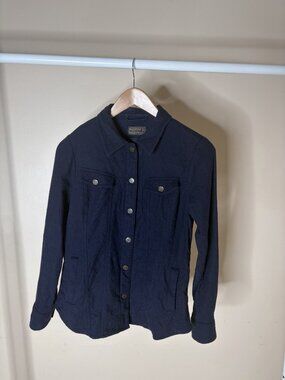 Vintage Pendleton women's navy blue button-up jacket Size Small Made In USA Wool